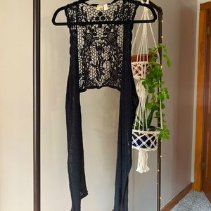 Black Crochet Cardigan